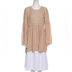 NWT MELISSA ODABASH NEUTRAL PLEATED ACCENT DRESS‎ SIZE L